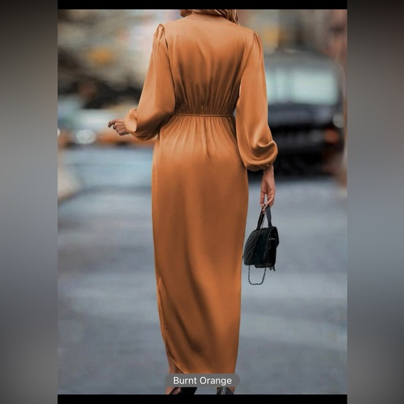 Shein pattern sleeve satin dress - Picture 2 of 5